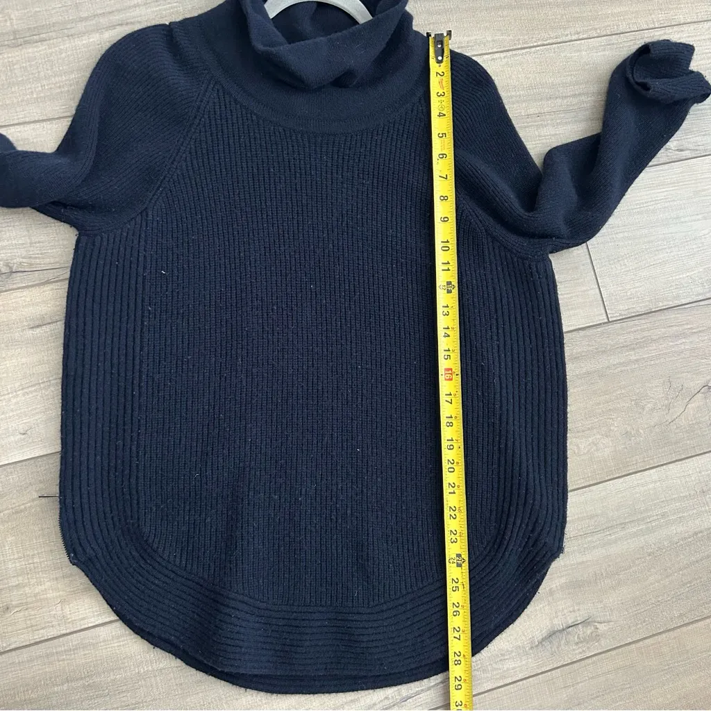 Vince Cowl Neck Wool Cashmere Chunky Ribbed Knit Side Zippers Blue Sweater M - Image 8