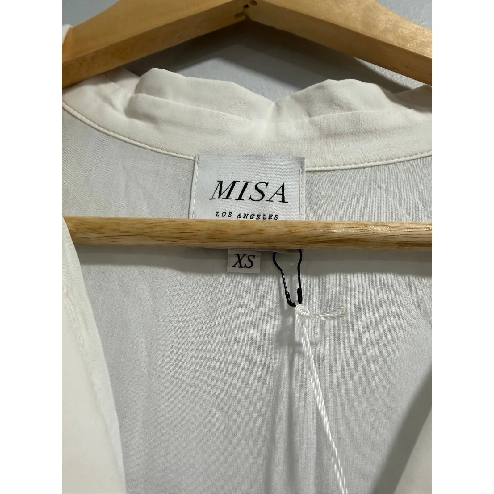 Misa Los Angeles Abigail White Button Front Boho Coastal Semi Sheer Maxi NWT XS - Image 3