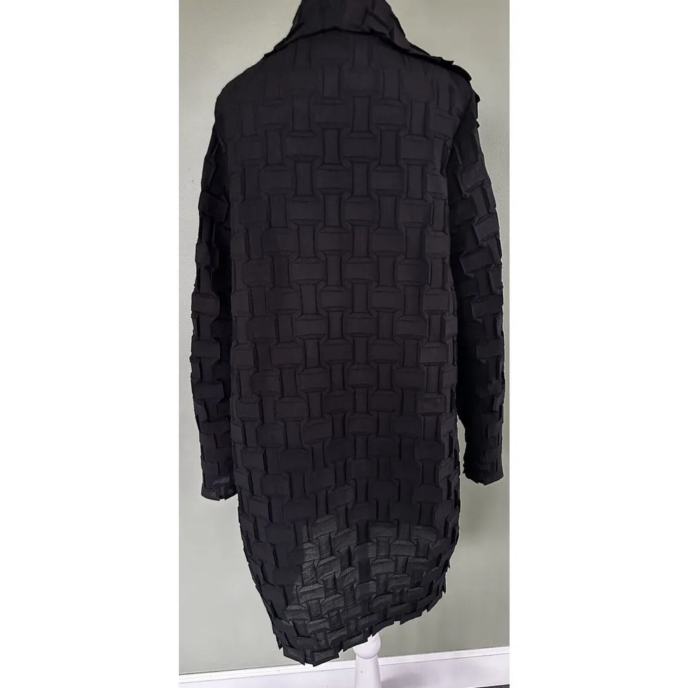 Limited Ronen Chen Organza Cardigan Shawl Woven Long Size M Black Artsy … - Image 4