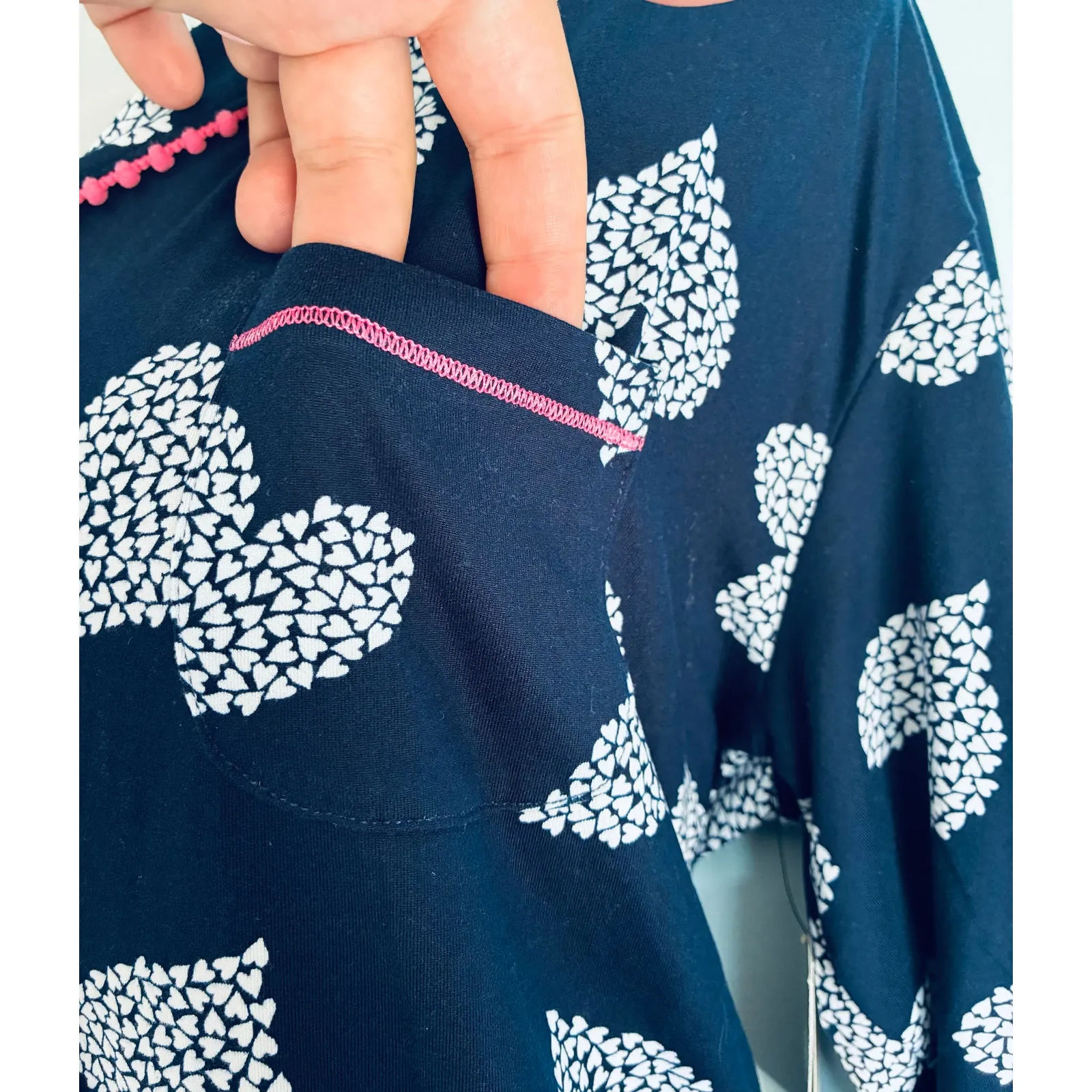 Cuddl Duds Pajama Set NWT Blue and White Hearts Medium - Image 5