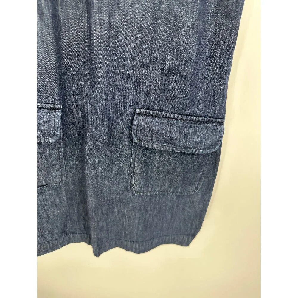 Zara Womens Denim Dress Size XS Cotton Collar Pockets Feminine Dark Academia - Image 3