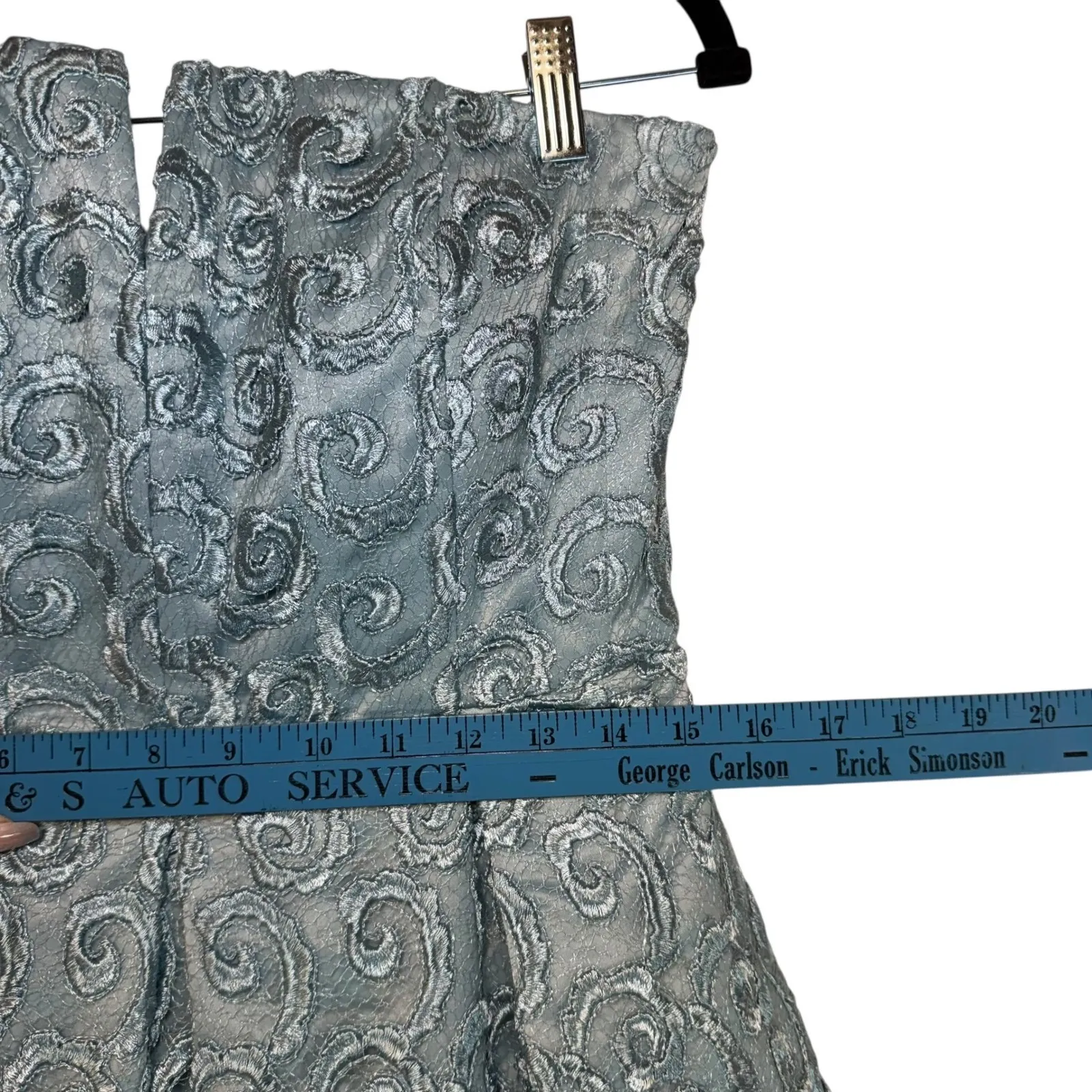 Alice Olivia Blue Gray Lace Axmis Bustier Strapless Gown Formal Lacecore Sz 6 - Image 12