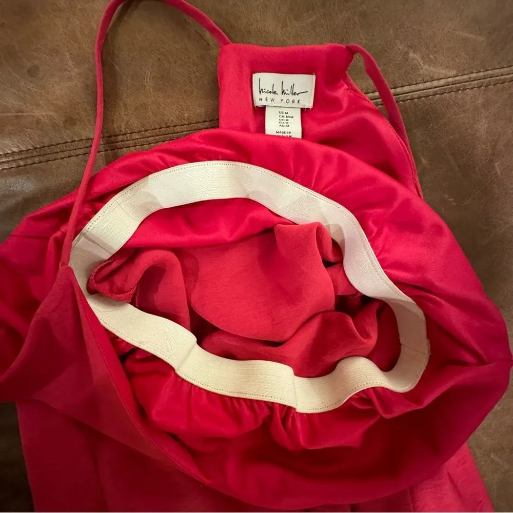 Nicole Miller Pink Halter Racerback Slip Maxi Dress w/ Pockets Size Medium - Image 7