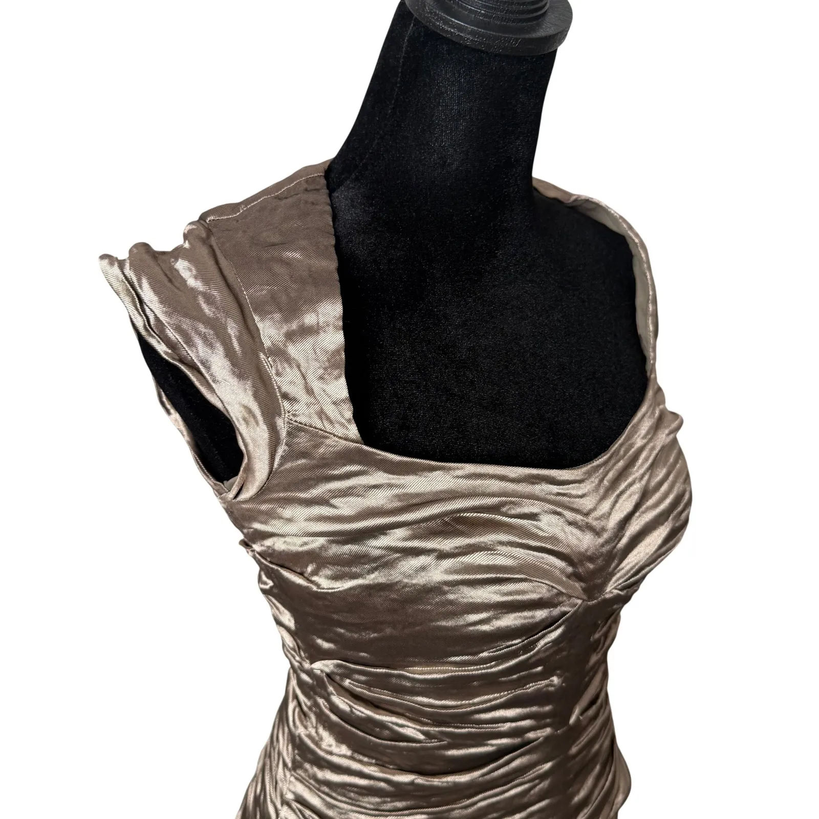 Nicole Miller Ruched Crinkle Metallic Bodycon Dress Size 2 y2k Cocktail Party - Image 8
