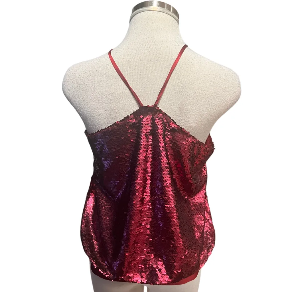 Anthropologie Sunday in Brooklyn Sequined Halter Top, deep red, Size Small NWT - Image 8