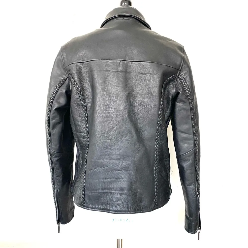 Milwaukee motorcycle clothing company black leather jacket size Large - Image 2