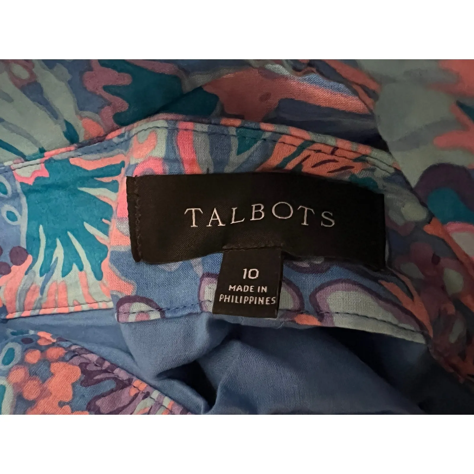 Talbots Cotton Voile Maxi Skirt Flowing Floral Blue Pink Tropical Pockets Tie 10 - Image 5