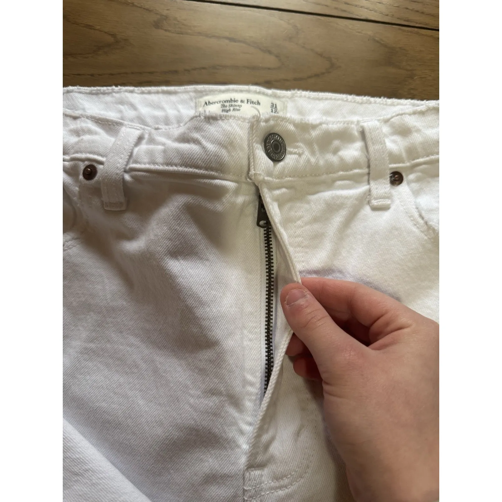Abercrombie & Fitch The Skinny High Rise Jeans Women Size 31/12R White Preppy - Image 8