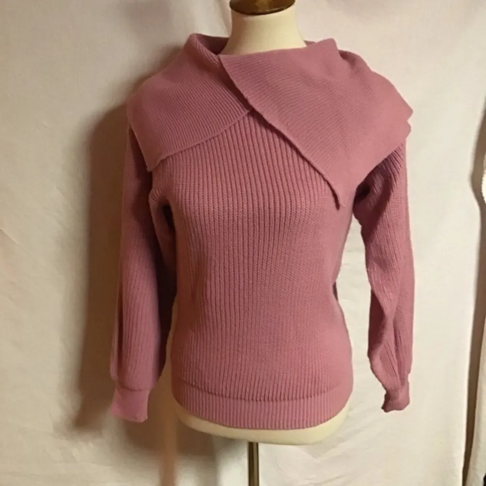 Vintage 70s oversized collar salmon sweater Pink - Image 7