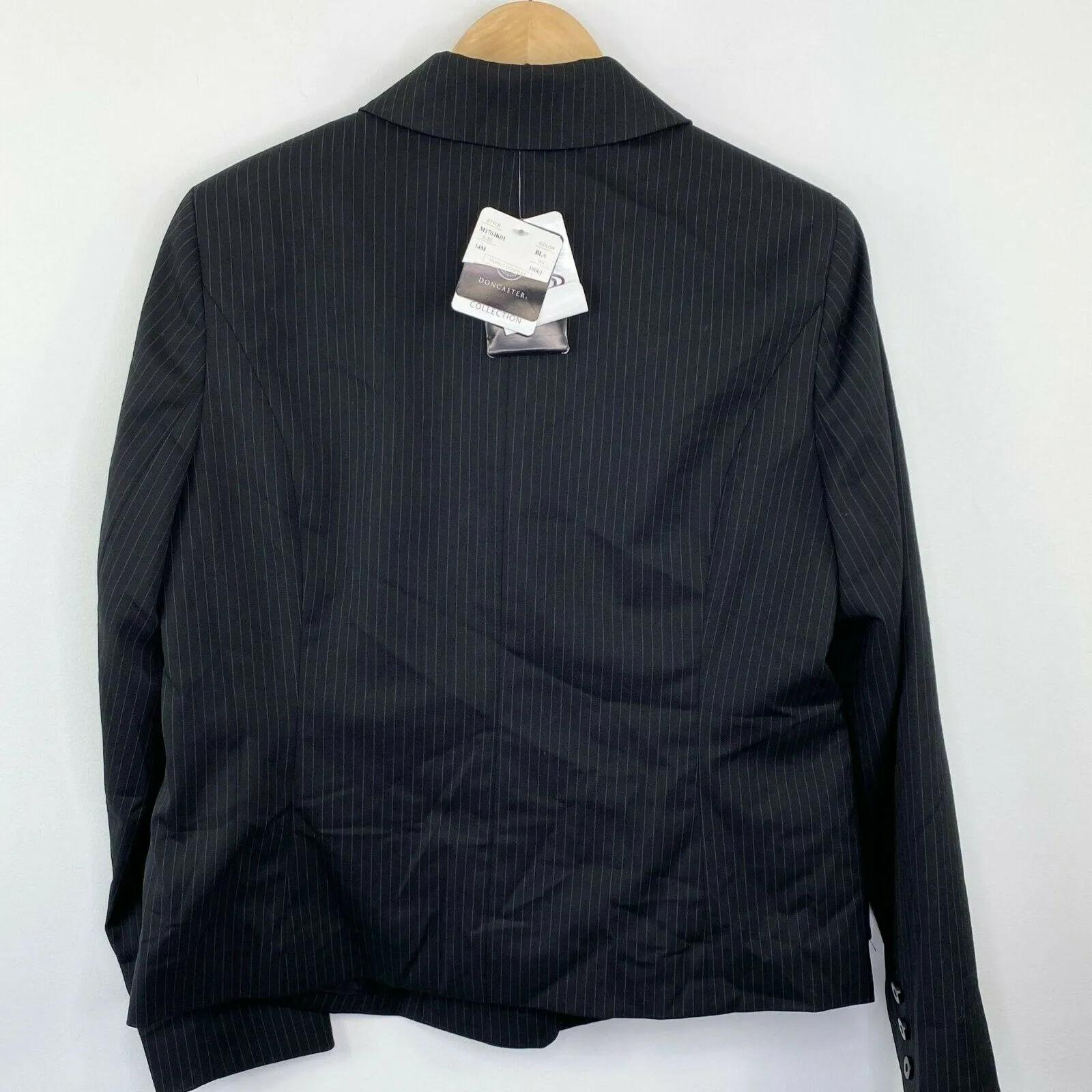 Doncaster Jacket Womens Plus 14‎ NWT Black Striped Wool Blend Button Down Blazer - Image 8