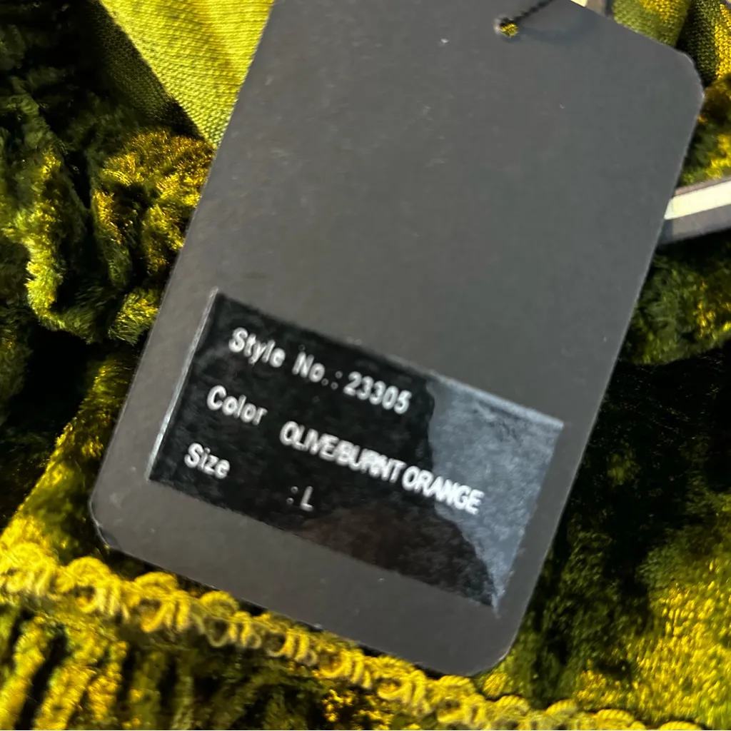 NWT Dimri Orange/Green Tiered Velvet Midi Skirt w/ Gold Sequins Size Large Green - Image 8