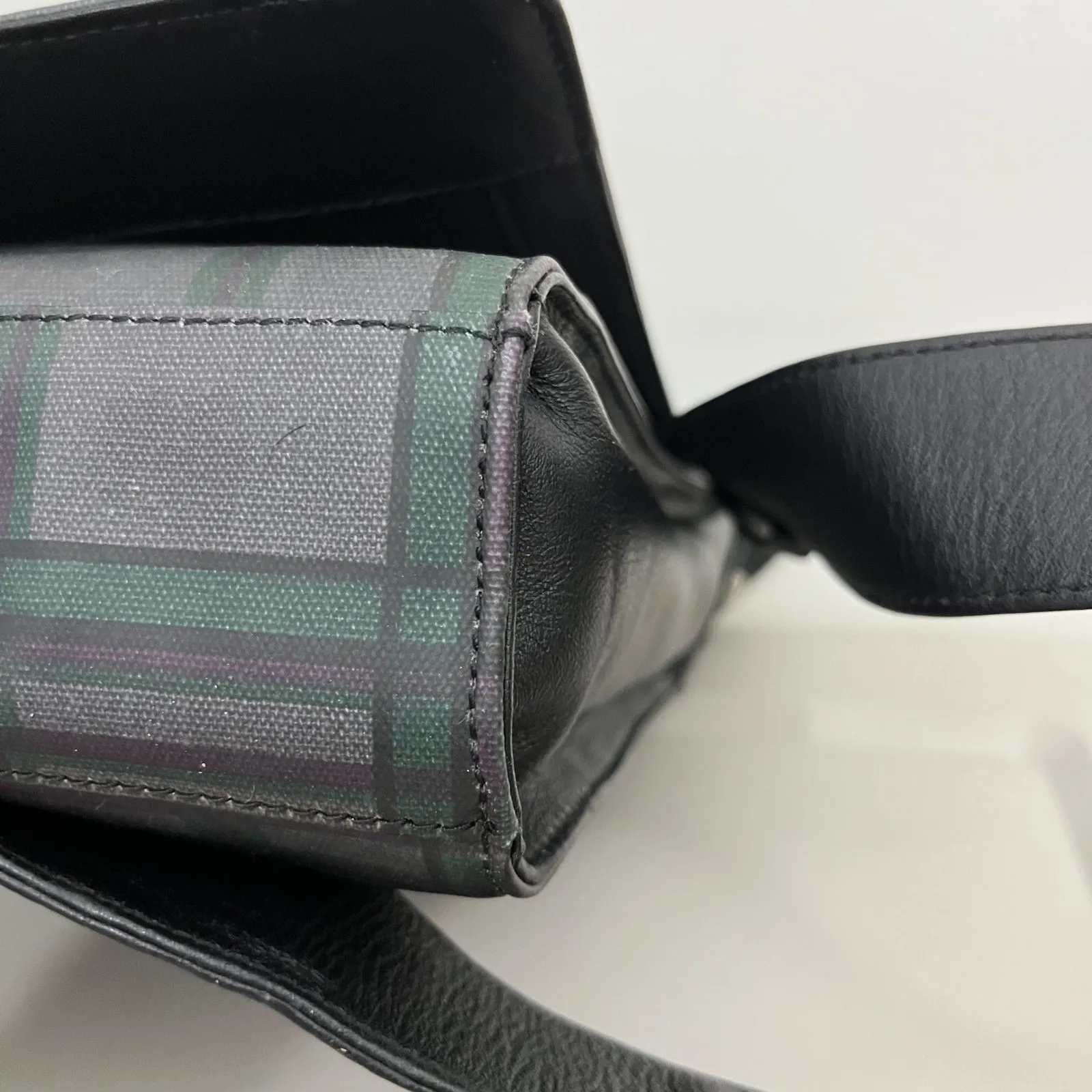 BODHI Plaid Leather Messenger Bag Crossbody Travel Bag School Preppy Unisex - Image 8