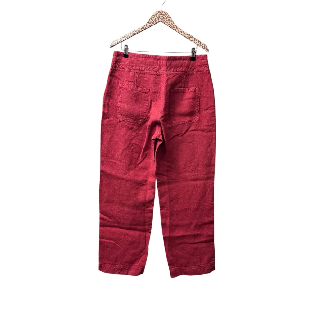 NEW Poetry Heavy Linen Straight Leg Trousers Pants Cranberry Red US 12 NWT $188 - Image 4