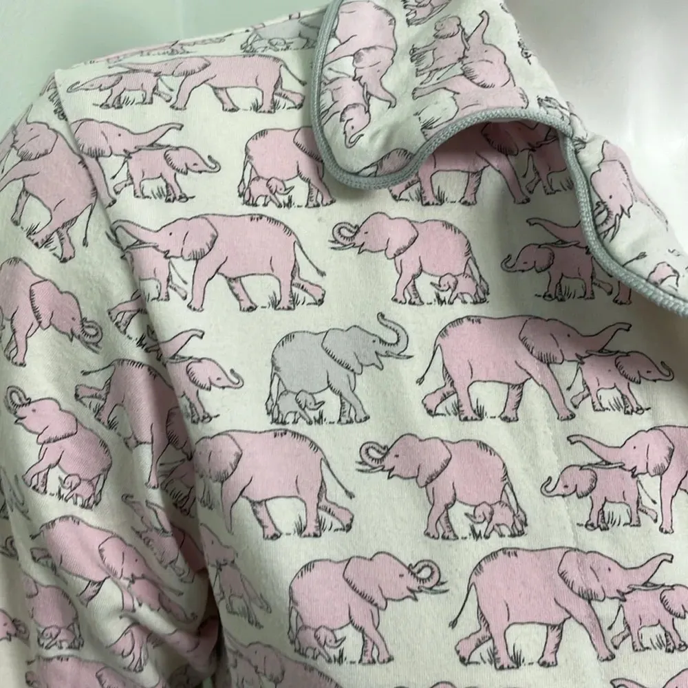 BedHead Pink Elephant Pajama Set Small White - Image 2