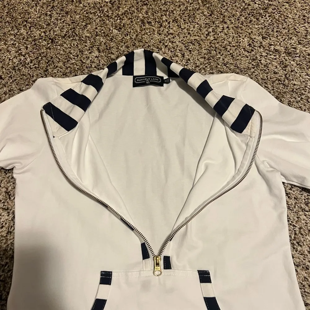 Duffield Lane White‎ Navy Striped Half - Image 5