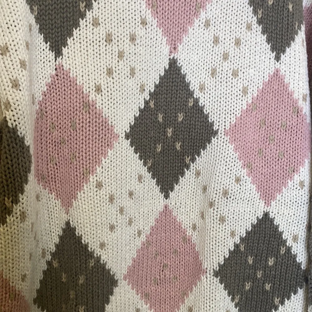 Vintage Lizsport Liz Claiborne Argyle Women’s Pullover Knit Sweater Crew EUC SzM - Image 4