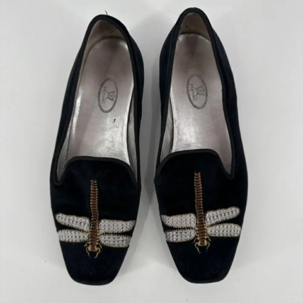 Papouelli Big Girls Embroidered Dragonfly Velvet Loafer Shoes Black‎ Size 4 Black - Image 3