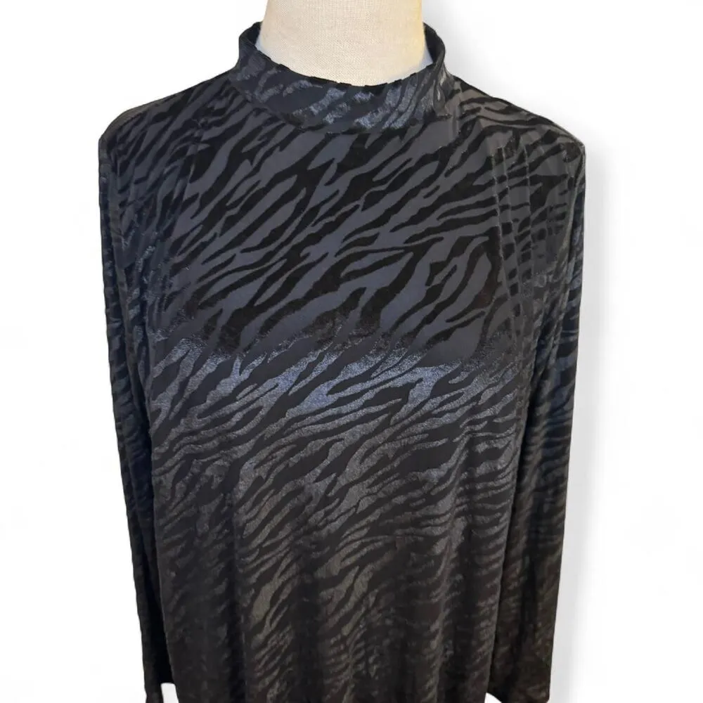 Lane Bryant Women’s Black Zebra Burnout Bodycon Mock Neck Dress Size 18 - Image 3