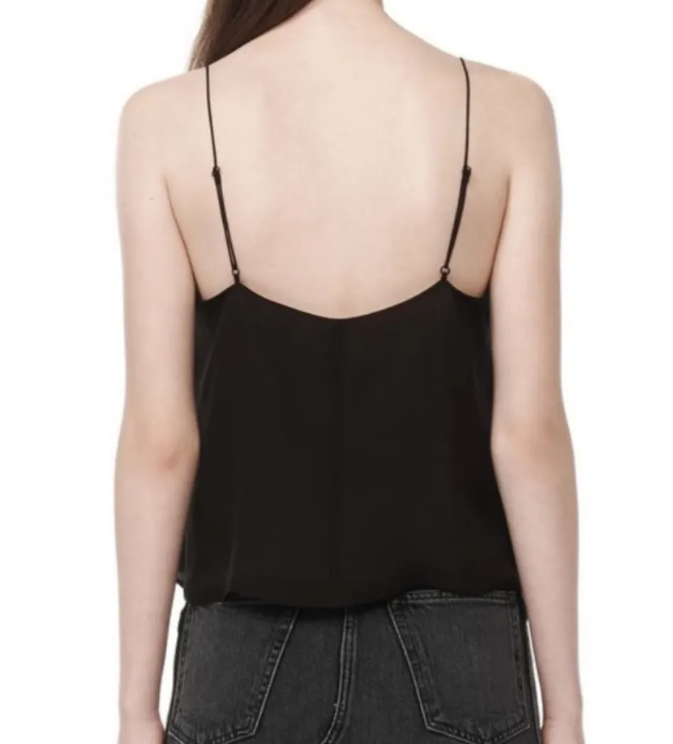 Alexander Wang T by  Silk Chiffon Black Spaghetti Strap Top - Image 2