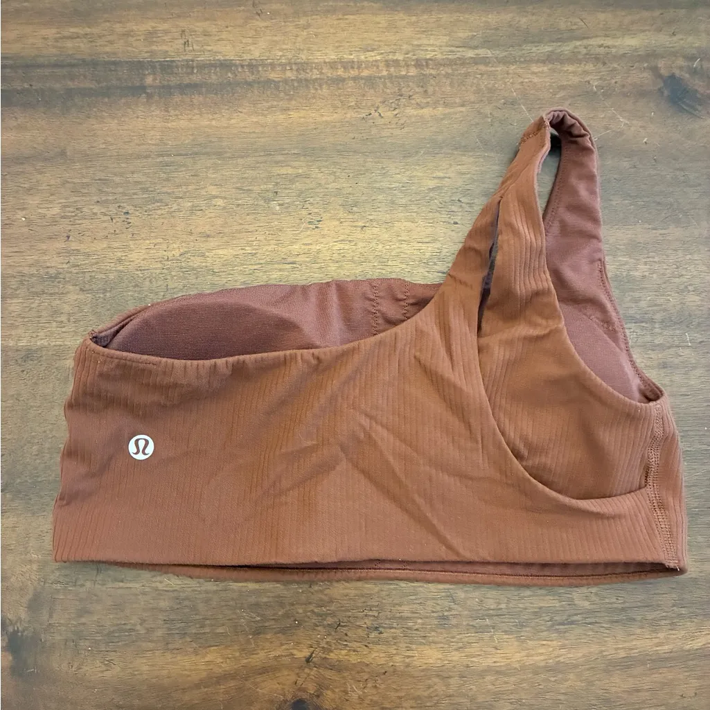 Lululemon Ribbed Nulu Asymmetrical Yoga Bra 8 Roasted Brown A/B Cup - Image 2