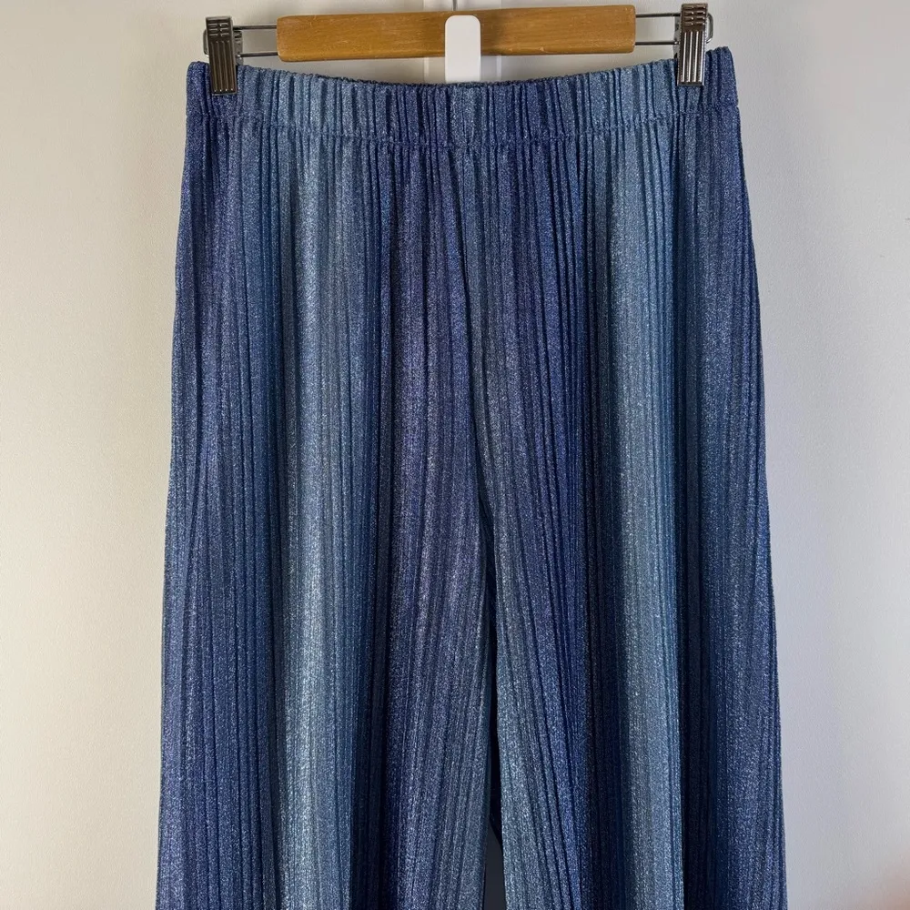 Urban Outfitters Renewal Parties Remnants Shimmer Plisse Pant Medium Wide Leg - Image 6