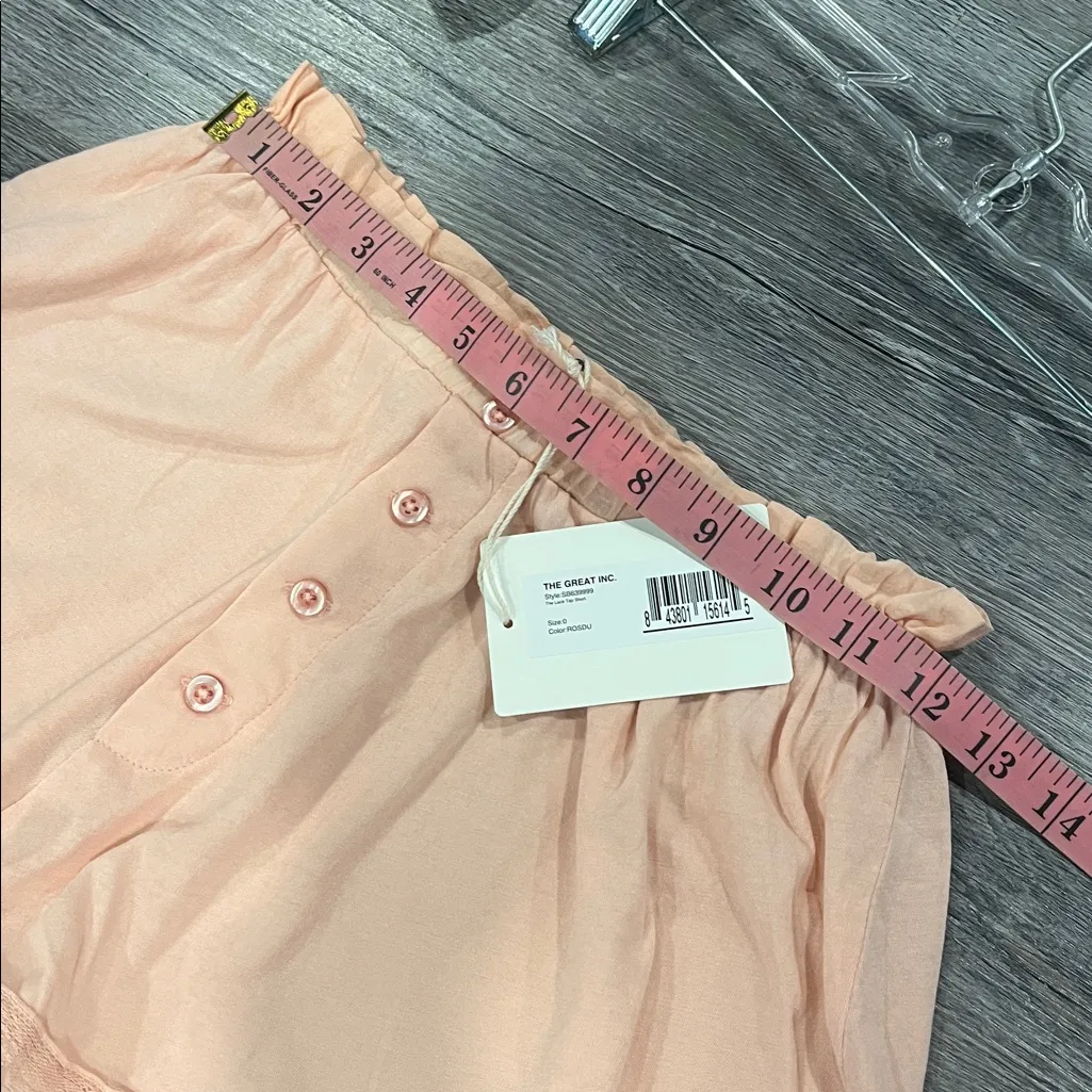 NEW WITH TAGS – THE GREAT. Lace Tap Shorts | Rose Dust Pink | Size 0 - Image 6