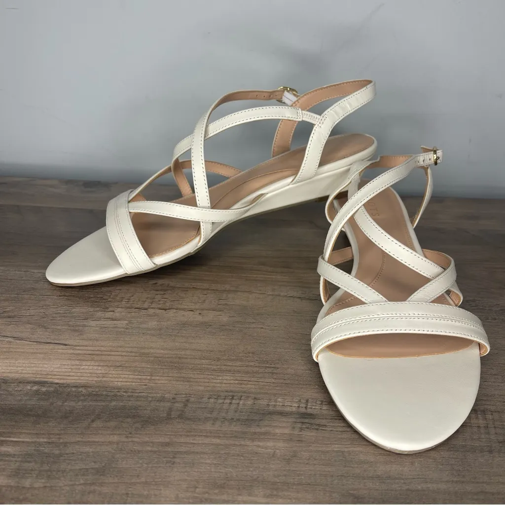 Talbots  Ivory Capri Nappa Wedge Sandals (9) - Image 4
