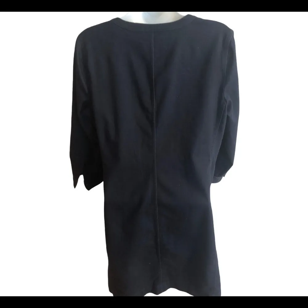 J. Jill Dark Denim Dress Stretch 3/4 Sleeve Size S V-Neck Tunic Casual Navy - Image 3