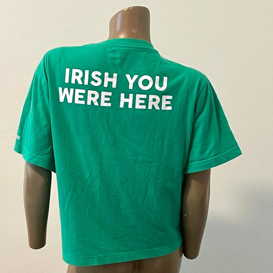 VS Pink Irish you were here shamrock graphic crop top tee XL TS 1952 Green - Image 7