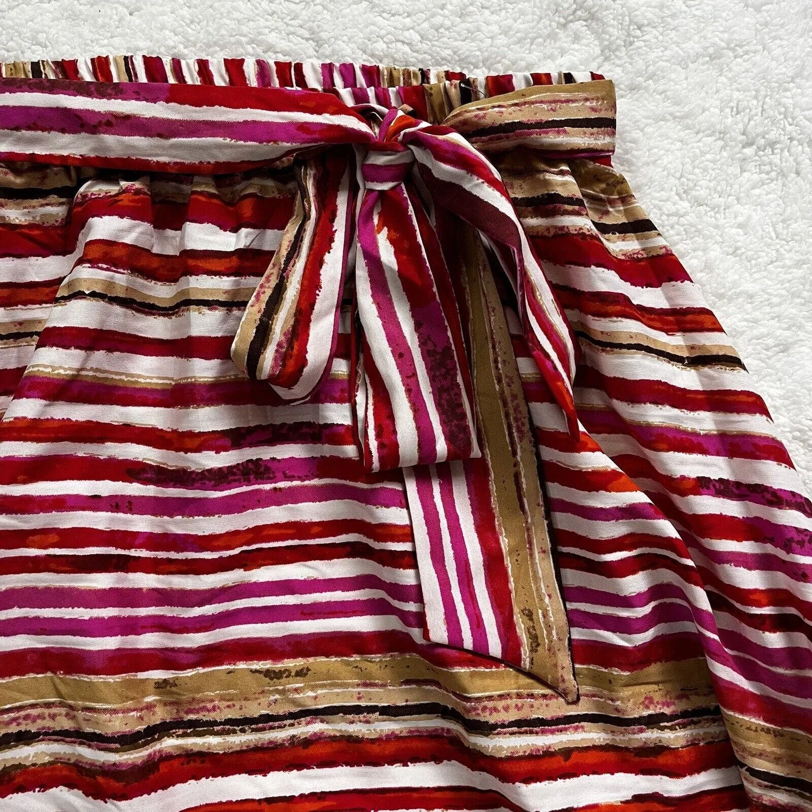 Cupio Blush Women Red and Fucsia‎ Sz L Pull On Elastic Waist Striped Midi Skirt - Image 2