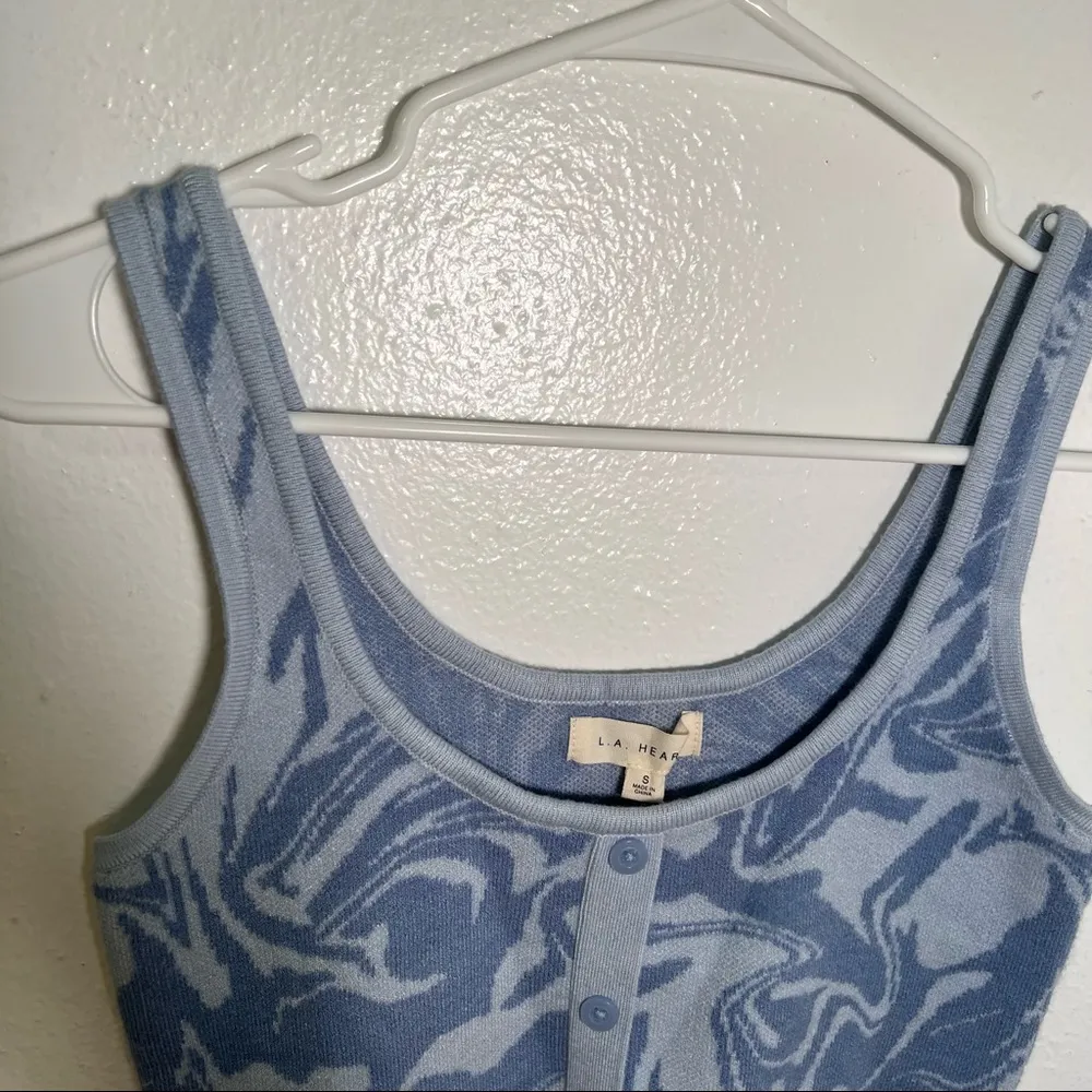 L.A. Hearts Cropped Knit Tank Top Blue Geo Y2K - Image 6