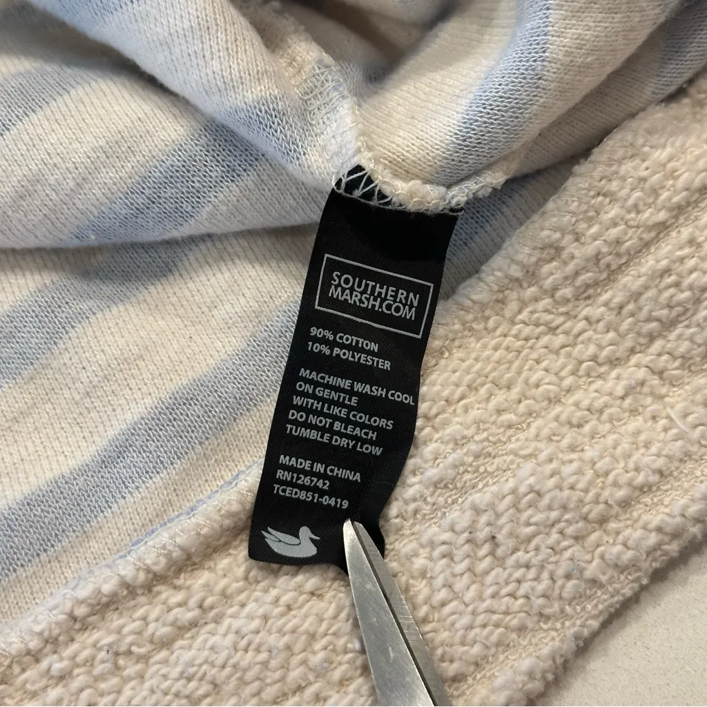 Southern Marsh Nautical Stripe Sunday Morning‎ Sweater in French Blue Size Small - Image 6