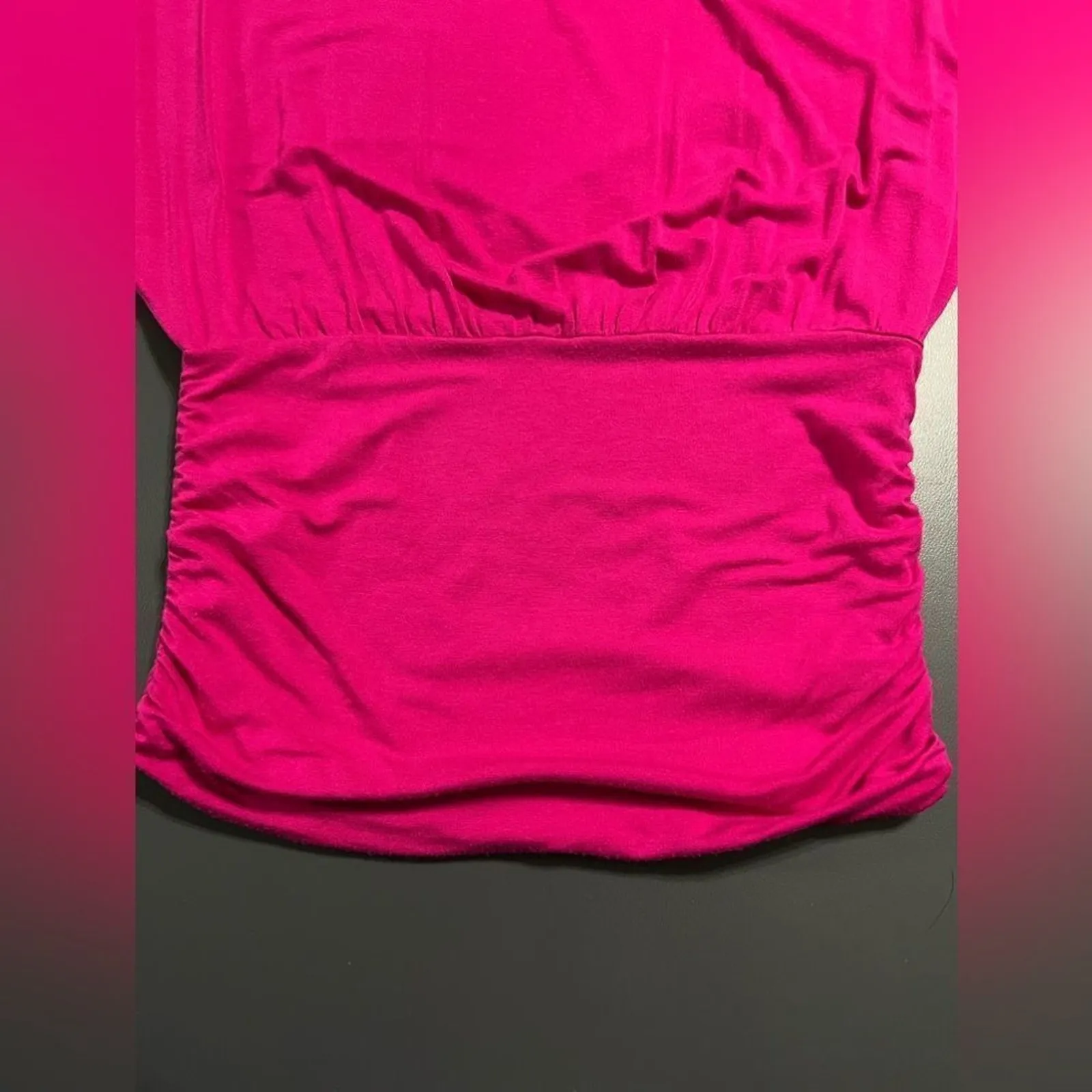 Express Dolman Ruched Hot Pink Blouse Sz XS - Image 6