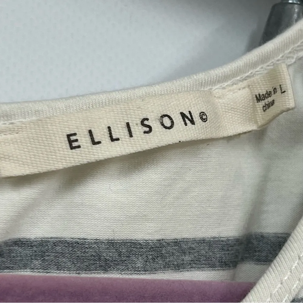 Ellison Cream and Gray L Striped romper w/pockets - Image 2