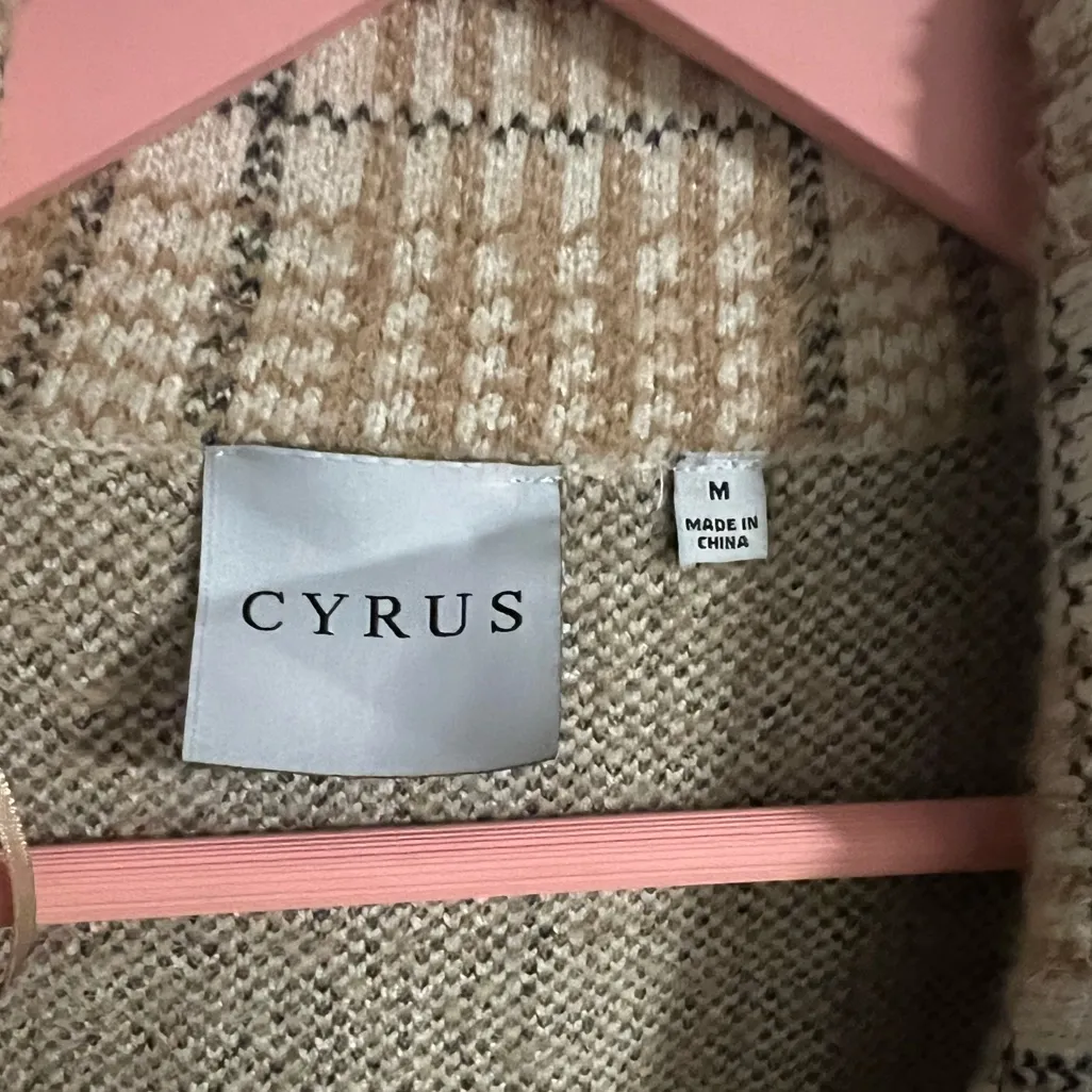Cyrus Tan Plaid Trench Coat - Image 3