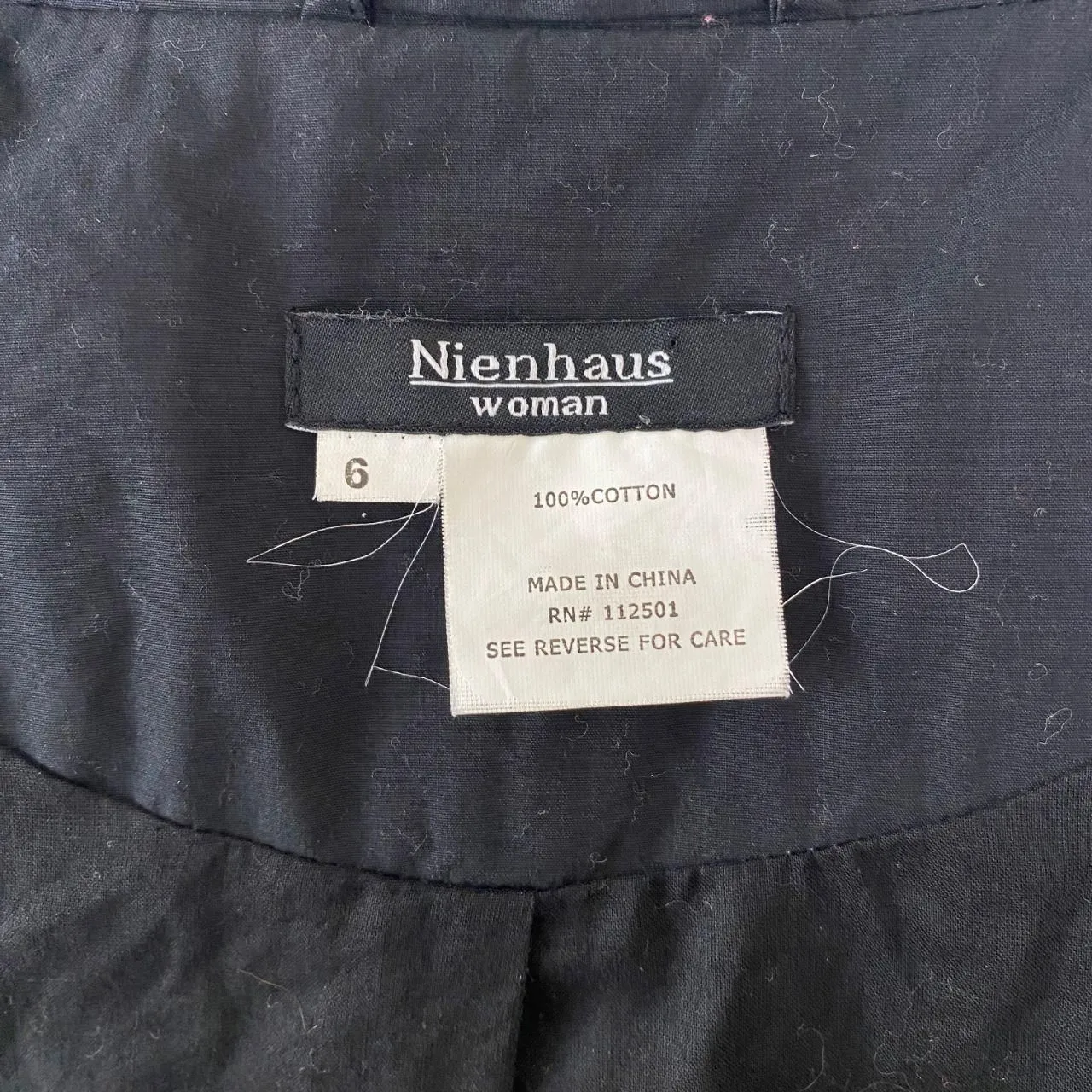 Early 2000's Black Cotton Ruffle Studded Button Up Blazer Jacket Nienhaus S / 6 - Image 7