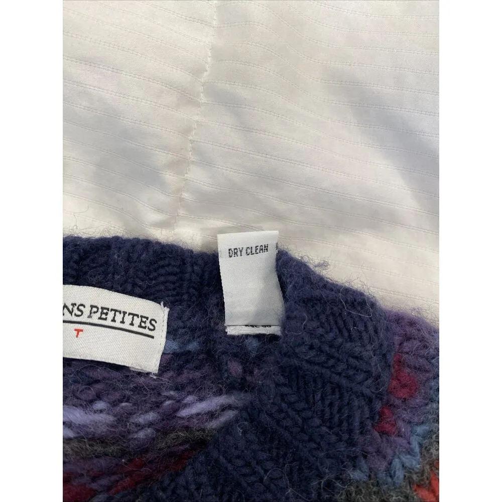 Valerie Stevens Vintage 90s Womens Hand Knit Fair Isle Chunky Wool Sweater Sz PM - Image 6