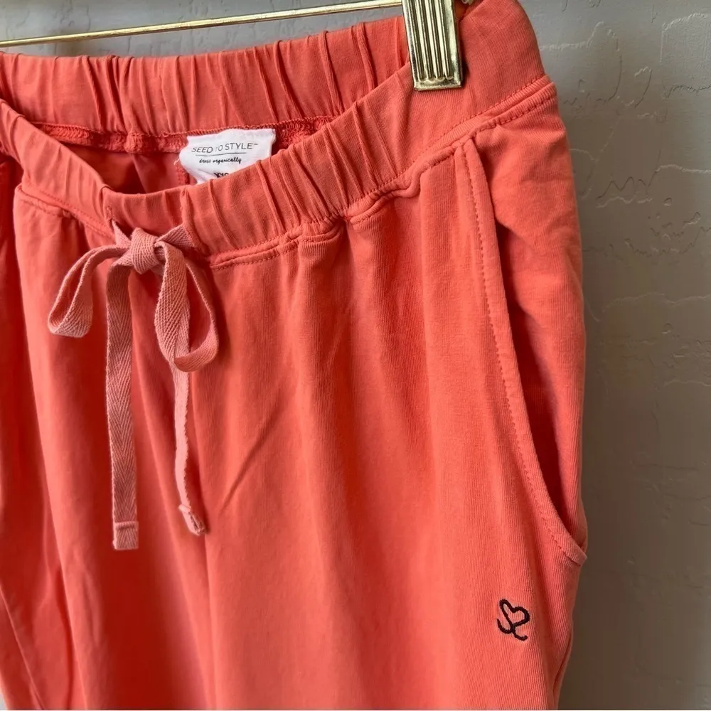 Seed to Style Organic cotton ombre lounge pants, straight leg, orange, size XXS White - Image 8