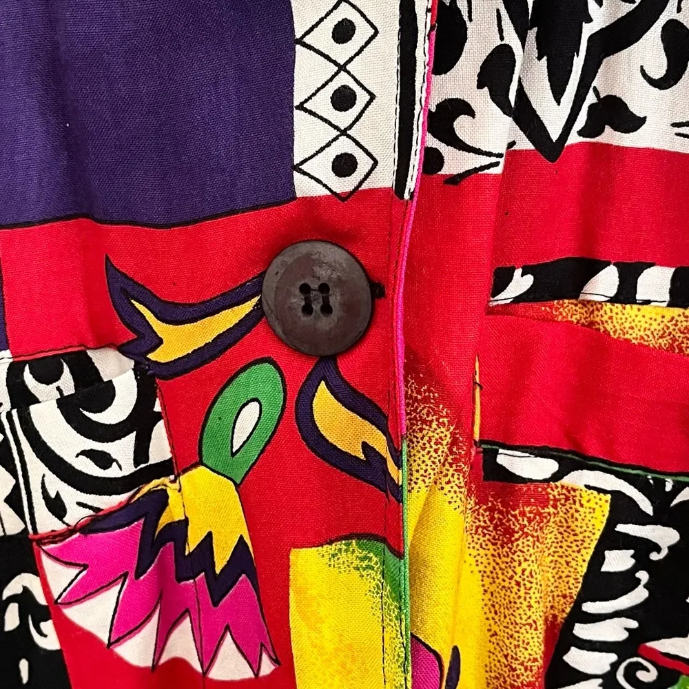 La Femme Blazer Jacket Lightweight Colorful Abstract AOP 12 14 L Large - Image 4