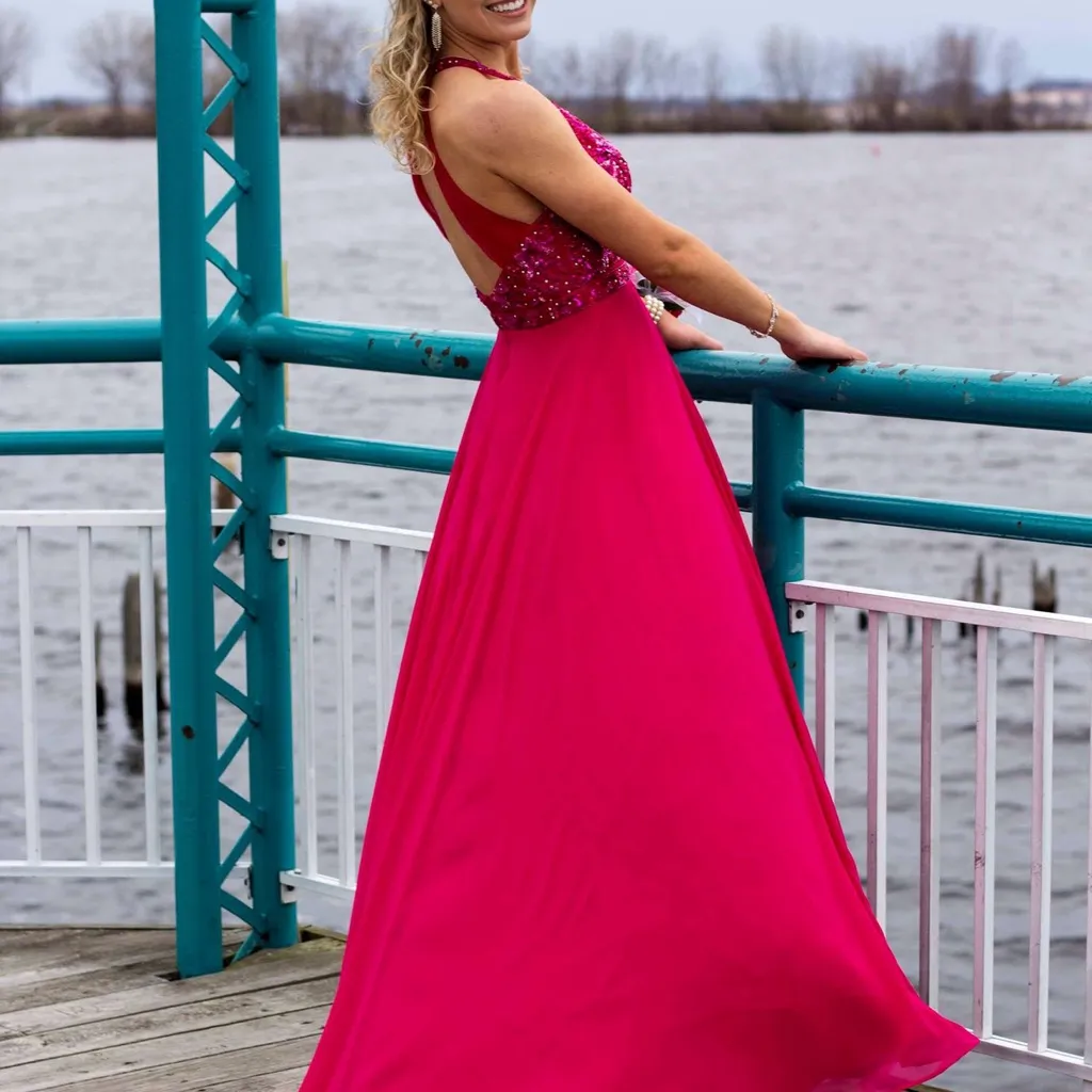 Mori Lee Elegant Pink Sequin Prom Dress - Image 6
