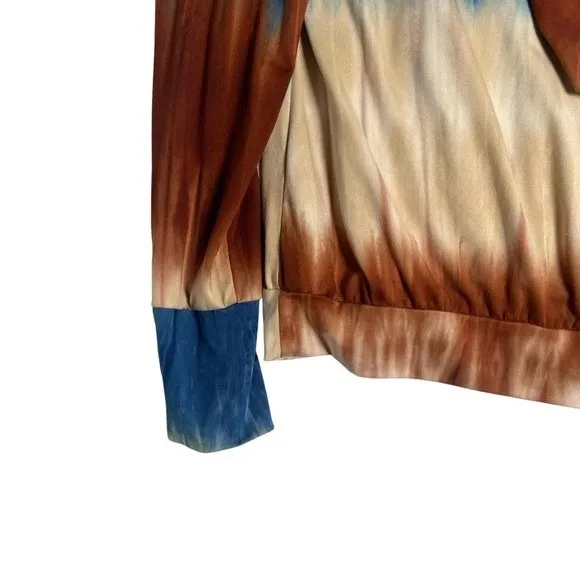 Blumin Unisex Tie Dye Long Sleeve Hippie Boho Kangaroo Pocket Hoodie Medium Blue - Image 4