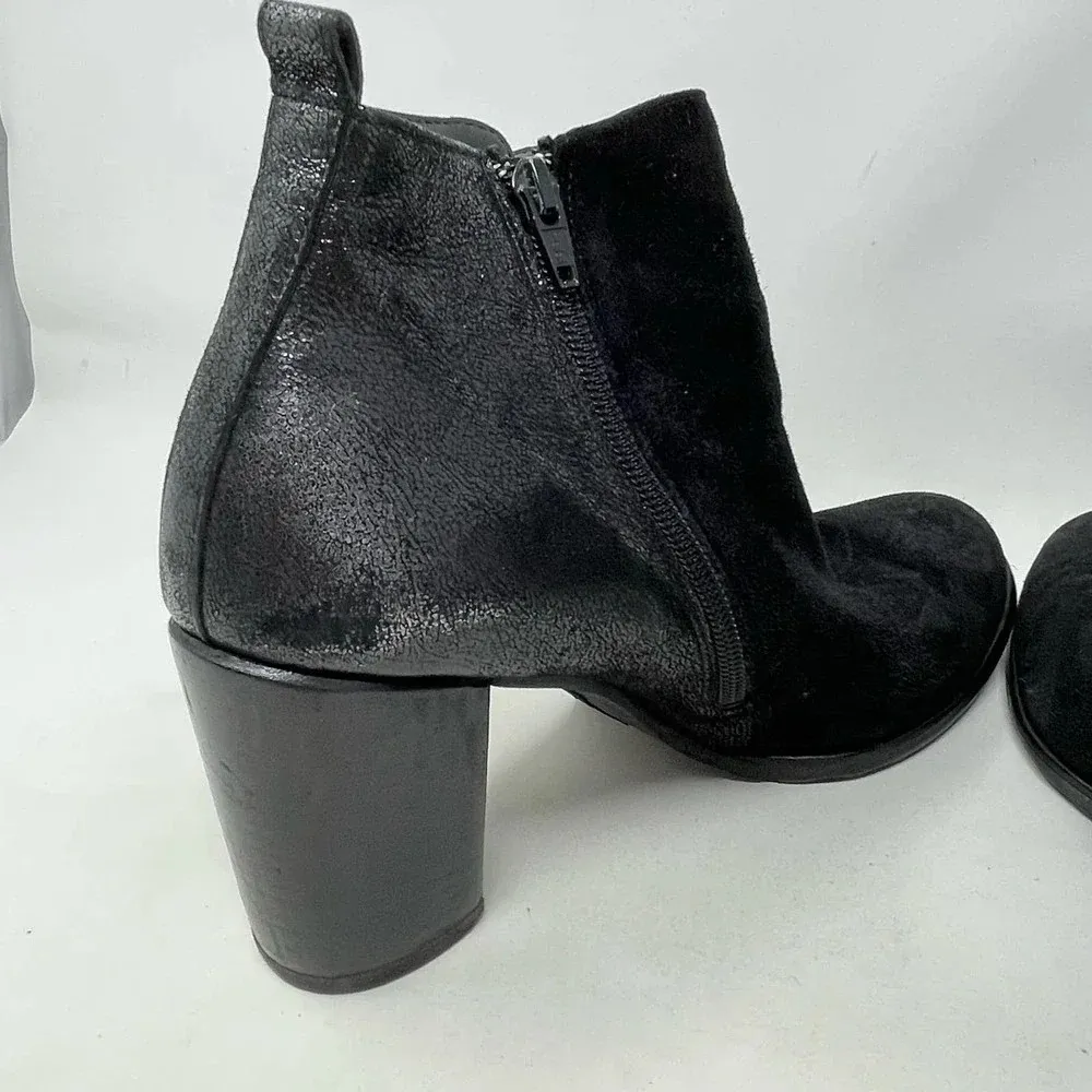 Paul‎ Green Rockin Booties Black Suede Leather Metallic Size 7 / US 9.5 - Image 8