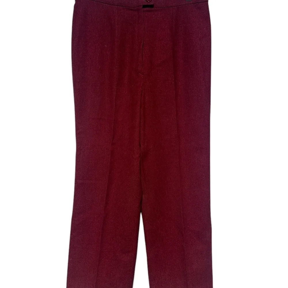 Pendleton Flat Front 70’s Era Vintage Virgin Wool Maroon Textured Trouser 12 - Image 2