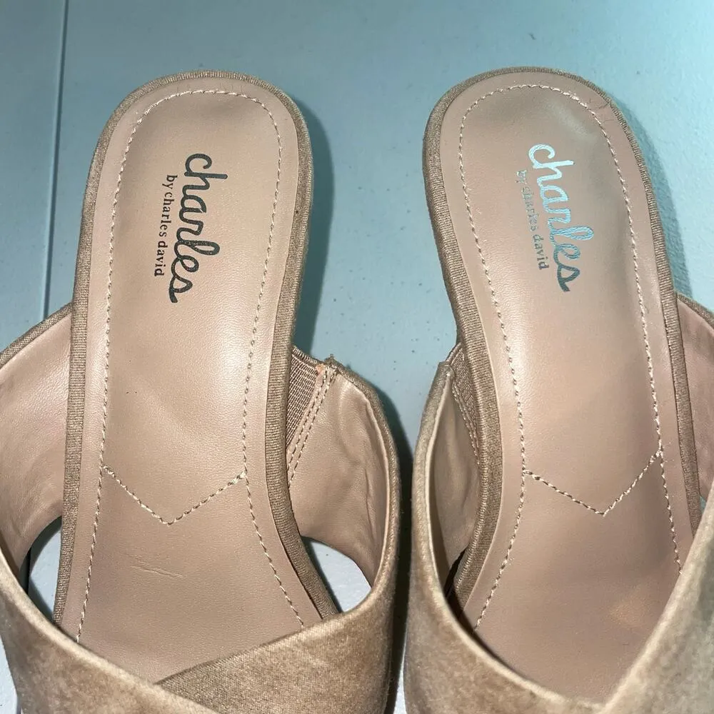 Charles David Latrice Tan Suede Strappy Wedge Sandals Size 9 - Image 3