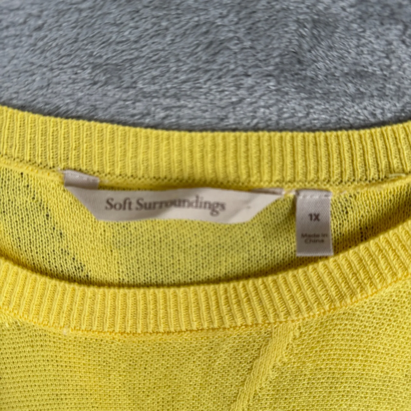 Soft Surroundings Sweater Floral Yellow Garden Wall Pointelle Jacquard Plus 1X - Image 6