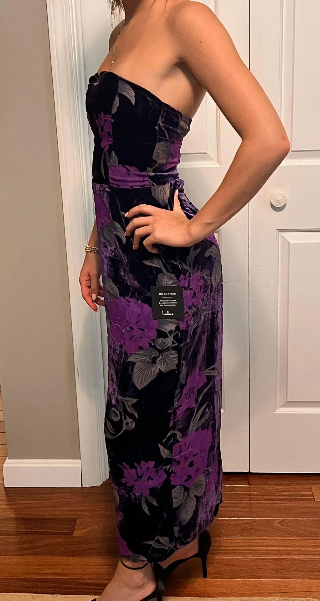 Lulus Velvet Strapless Dress - Image 7