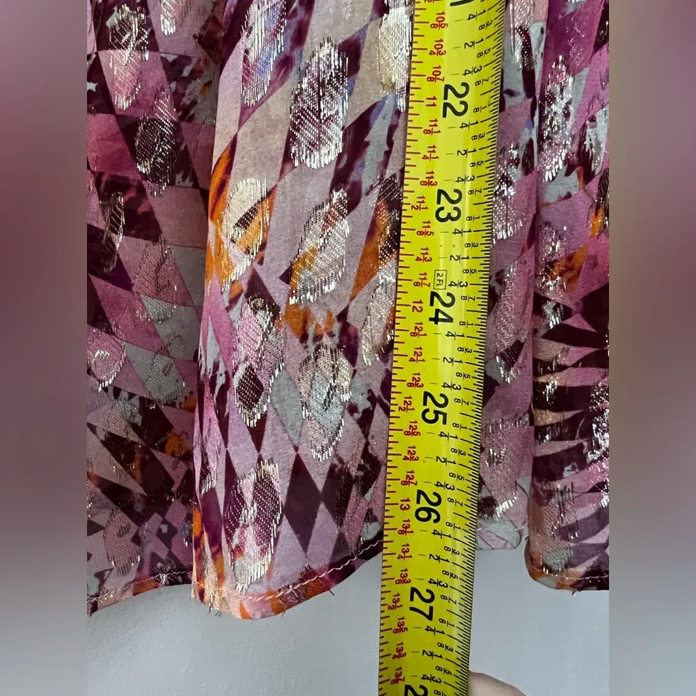 DUNDAS x REVOLVE Luna Top in Optic Geo Silk blouse metallic long sleeve S Orange - Image 7