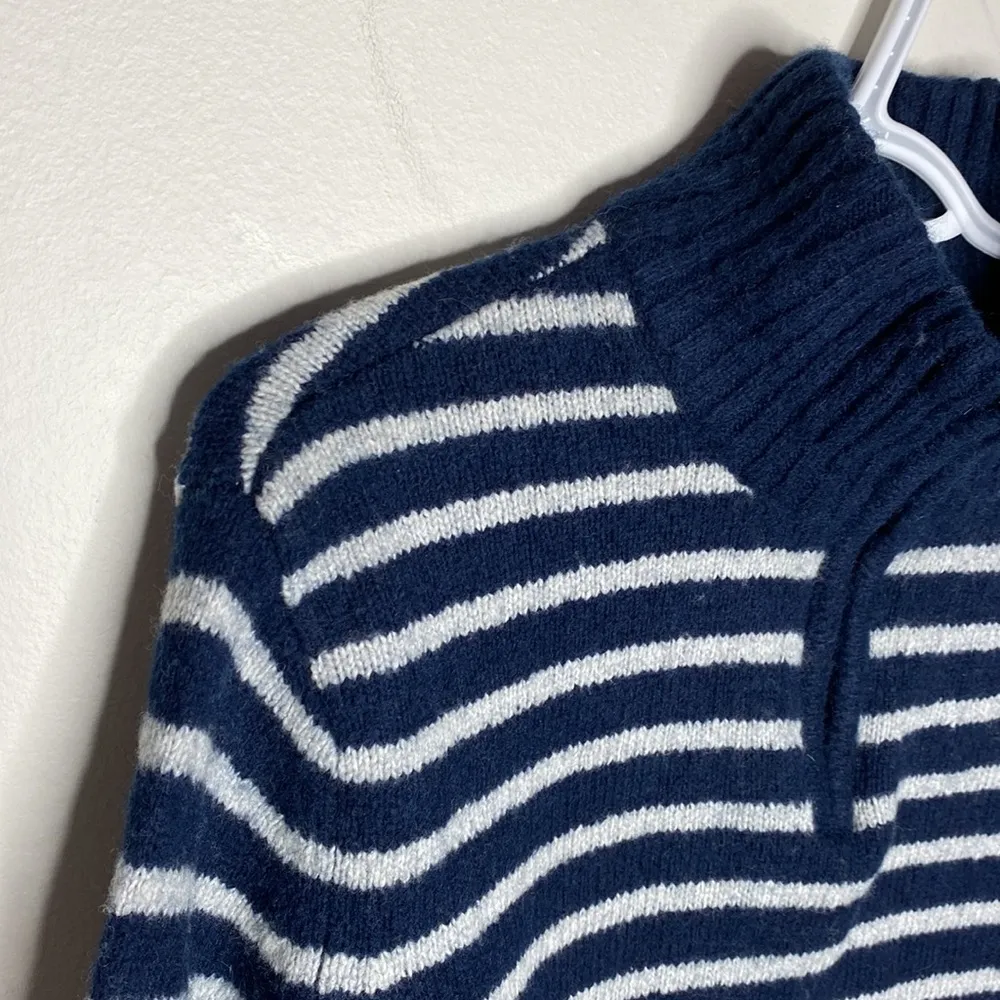 American Eagle Seriously soft striped wool blend mockneck quarter zip sweater M - Image 53