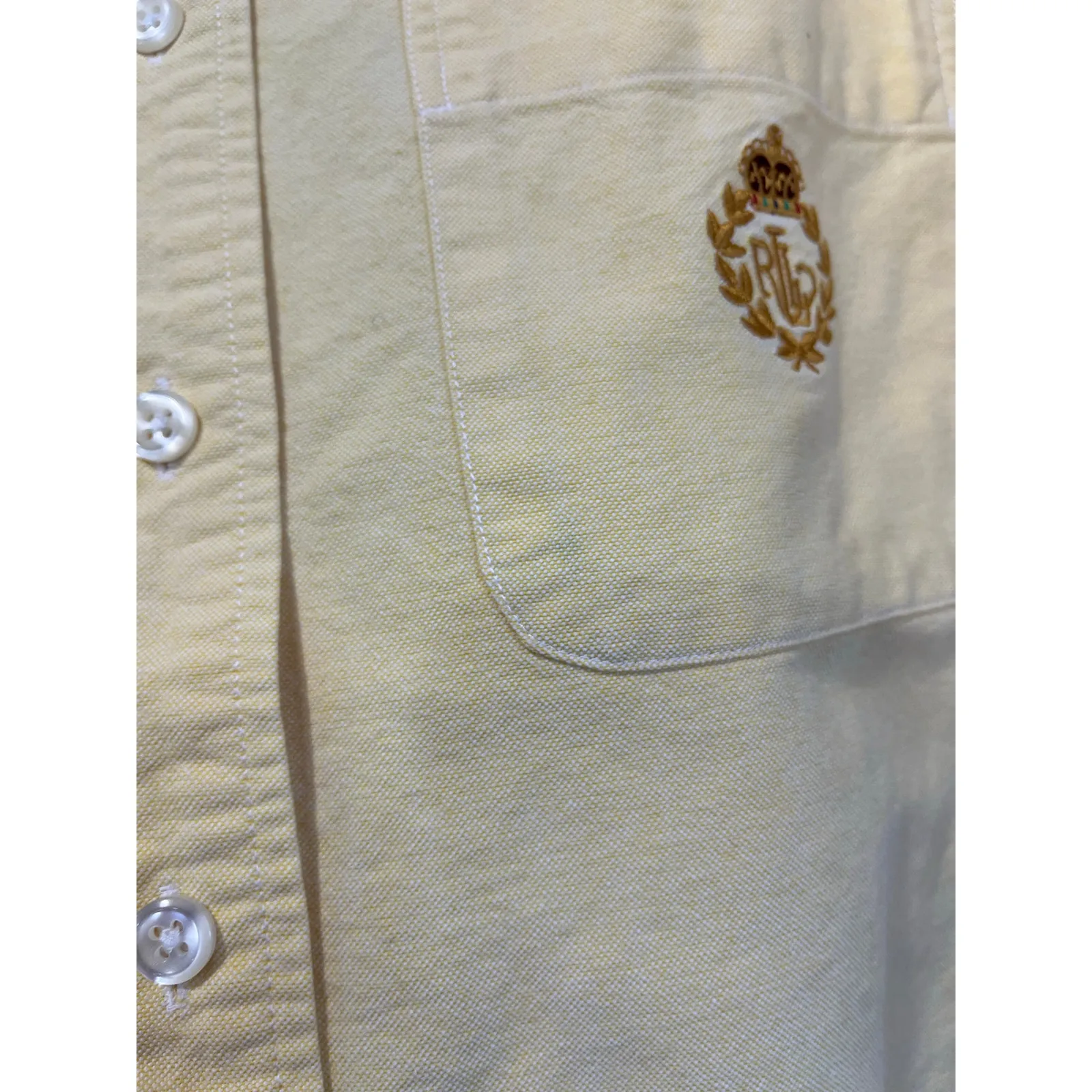 Vintage Ralph Lauren Oxford Button-Up Yellow Shirt Women 6P Classic Preppy - Image 8