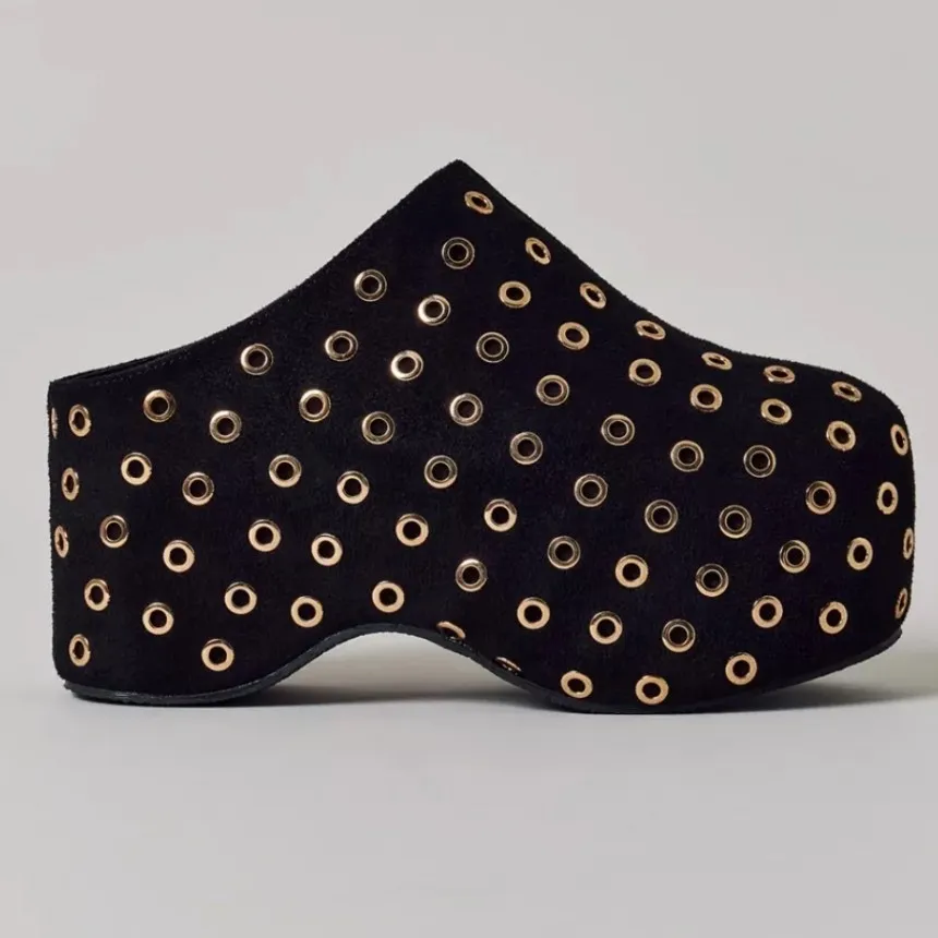 Urban Outfitters Azalea Wang Dilip Studded Clog Grommet Platform Chunky Shoes Black Size 9 - Image 4
